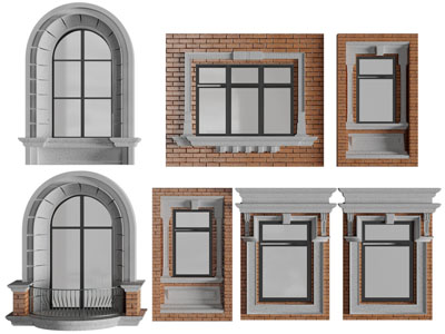 欧式拱形窗户平开窗