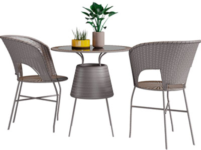 现代户外藤编圆形餐桌椅组合