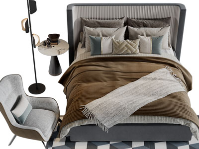 现代双人床休闲椅子