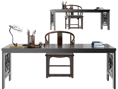 新中式书桌椅组合
