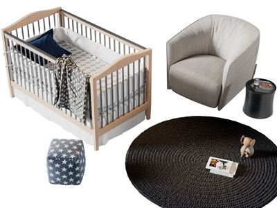 现代实木婴儿床单人沙发