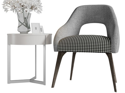 现代布艺休闲椅子边几