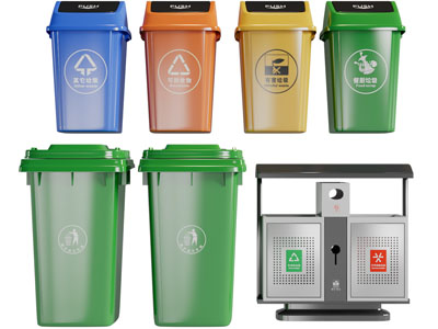 现代塑料公共垃圾桶公共设施3d模型 现代塑料公共垃圾桶公共设施