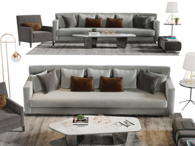 现代多人单人沙发茶几组合