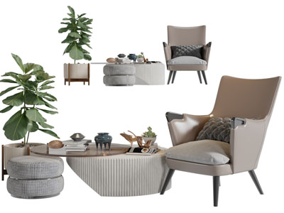 现代休闲椅子边几