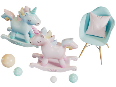 北欧儿童独角兽木马玩偶玩具