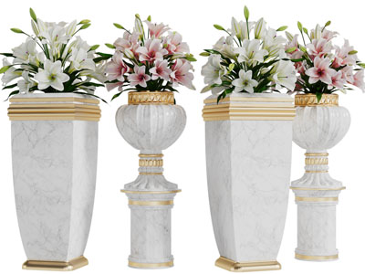欧式大理石花盆花卉植物盆栽