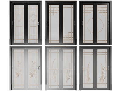 新中式玻璃推拉门