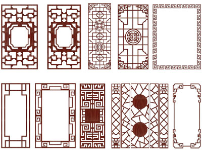 新中式实木雕花窗格