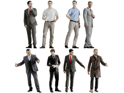 不同姿势的男人人物