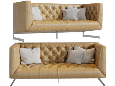 现代软包靠背的多人沙发3d模型 现代软包靠背的多人沙发