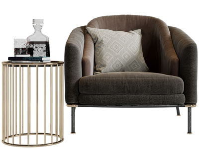 现代布艺单人沙发