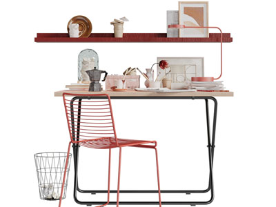 现代实木书桌椅组合