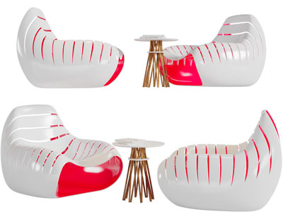 后现代单人沙发边几组合