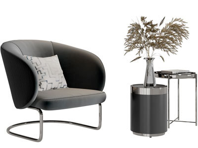 新中式休闲椅子边几