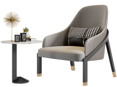 新中式休闲沙发椅子边几