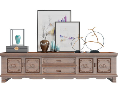 中式雕花实木电视柜电视桌