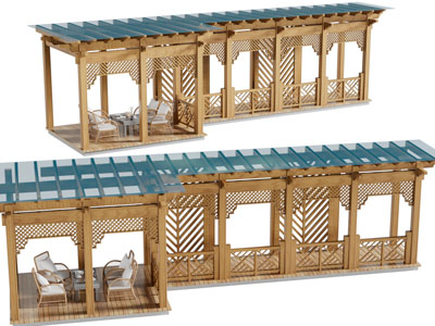 中式实木游廊亭子
