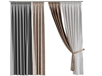 现代窗帘窗纱3d模型 现代窗帘窗纱