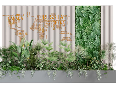 现代装饰植物的文化背景墙3d模型 现代装饰植物的文化背景墙