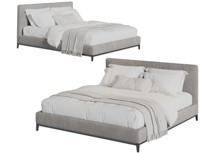 现代布艺双人床