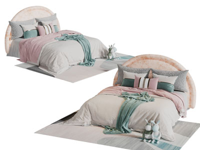 现代半圆床头双人床