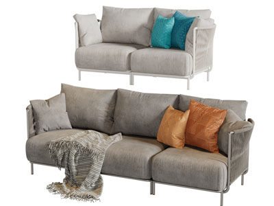 现代布艺多人单人沙发