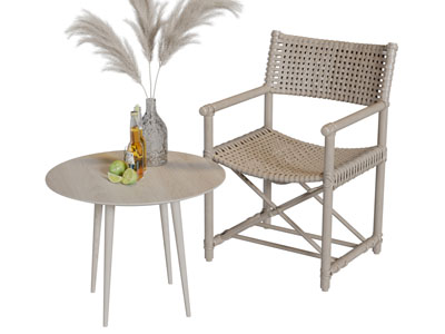 侘寂风休闲椅子边几