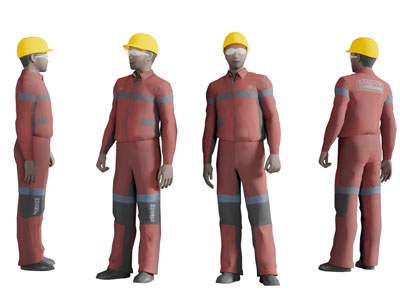 戴着安全帽的工人人物