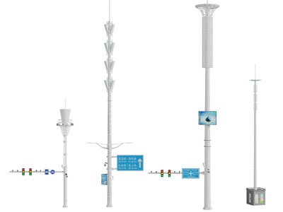 现代交通红绿灯灯柱道路指示牌