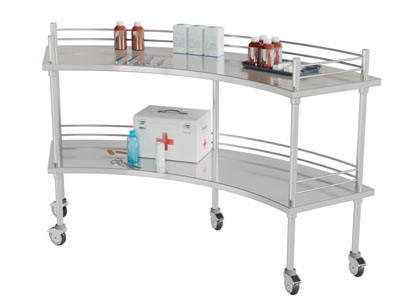 现代医院带滑轮的护理治疗车小推车置物架