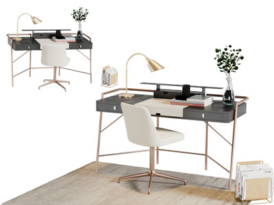 现代轻奢书桌椅组合