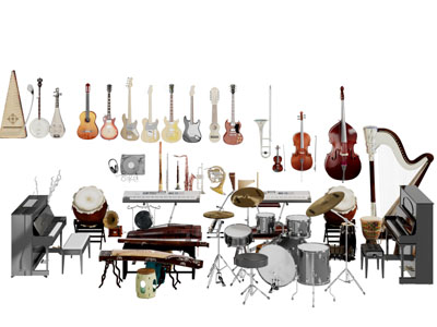 吉他钢琴古筝架子鼓乐器3d模型 吉他钢琴古筝架子鼓乐器