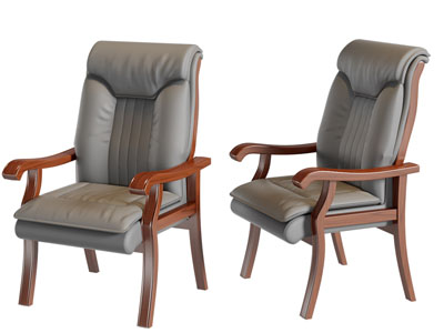 现代实木支撑皮质会议办公椅