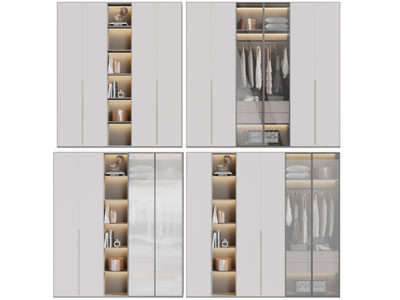 现代中间镂空衣柜3d模型 现代中间镂空衣柜
