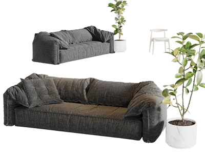 现代布艺多人沙发3d模型 现代布艺多人沙发