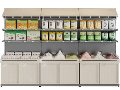 新中式土特产粮食摆台货架3d模型 新中式土特产粮食摆台货架