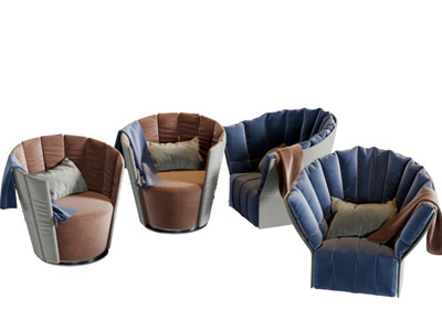 现代扇贝靠背单人沙发