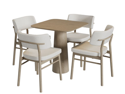 现代方形实木餐桌椅组合