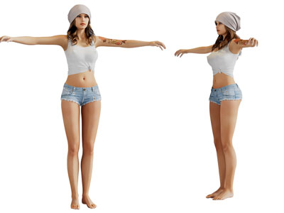 穿牛仔短裤的女人人物