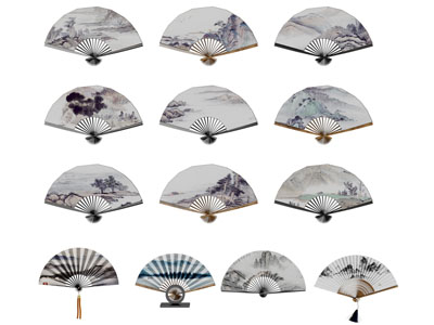 中式装饰山水的折扇摆件挂件