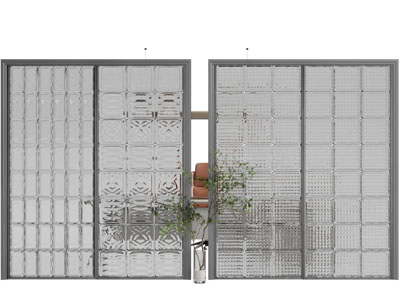 现代花纹玻璃推拉门