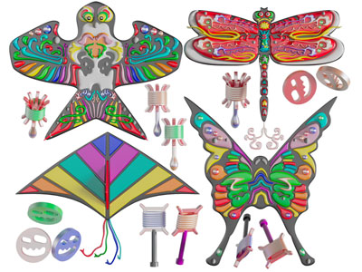 中式燕子蝴蝶蜻蜓造型的风筝玩具