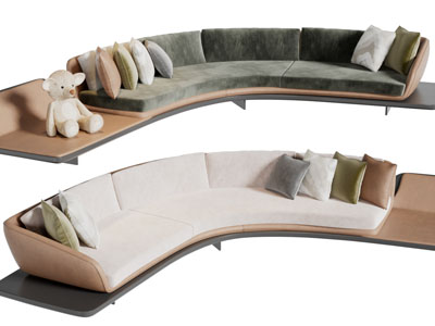 现代弧形多人沙发3d模型 现代弧形多人沙发