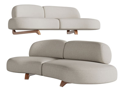 现代白色无扶手多人沙发3d模型 现代白色无扶手多人沙发