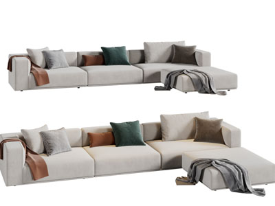 现代布艺转角多人沙发3d模型 现代布艺转角多人沙发