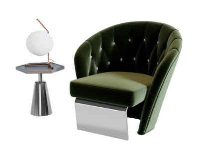 现代轻奢绿色单人沙发