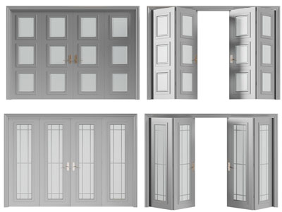 美式灰色双扇推拉门