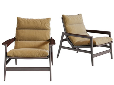 现代实木框架的休闲椅子