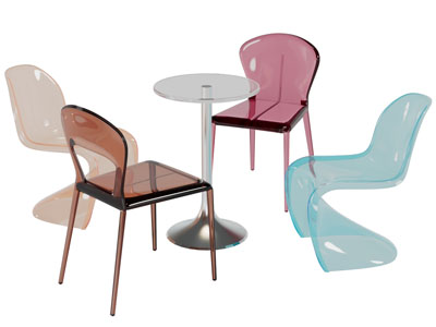 现代透明塑料餐桌椅组合